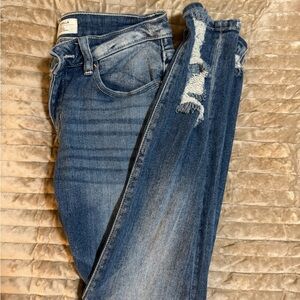 Stella Distressed Mid-Blue Skinny Jeans